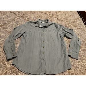 Orvis Button-up Shirt Gray Lightweight Corduroy Classic Collared Long Sleeve M